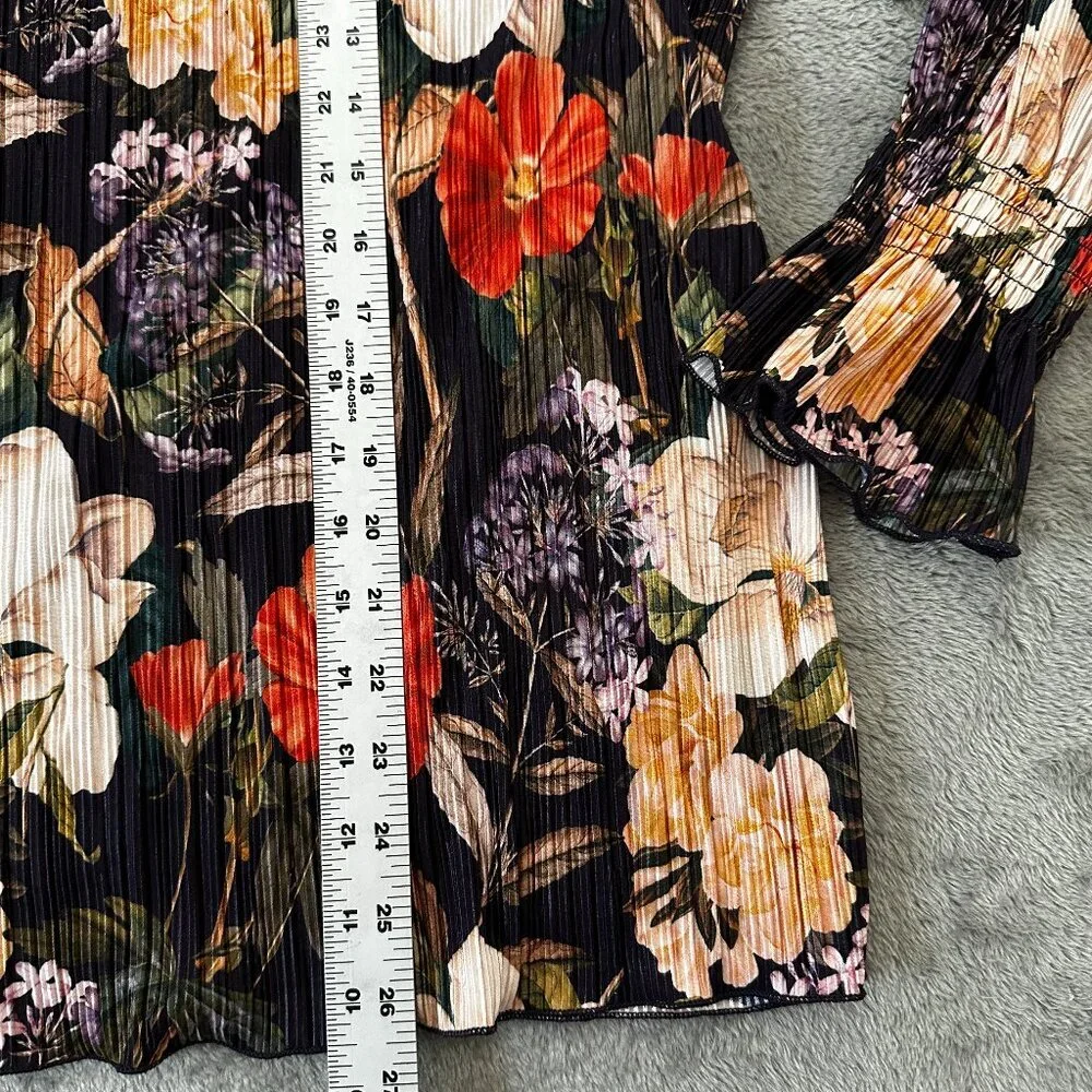 Chico's Crinkle Long Sleeve Floral Blouse Shirt Women's 3 XL - Picture 7 of 8